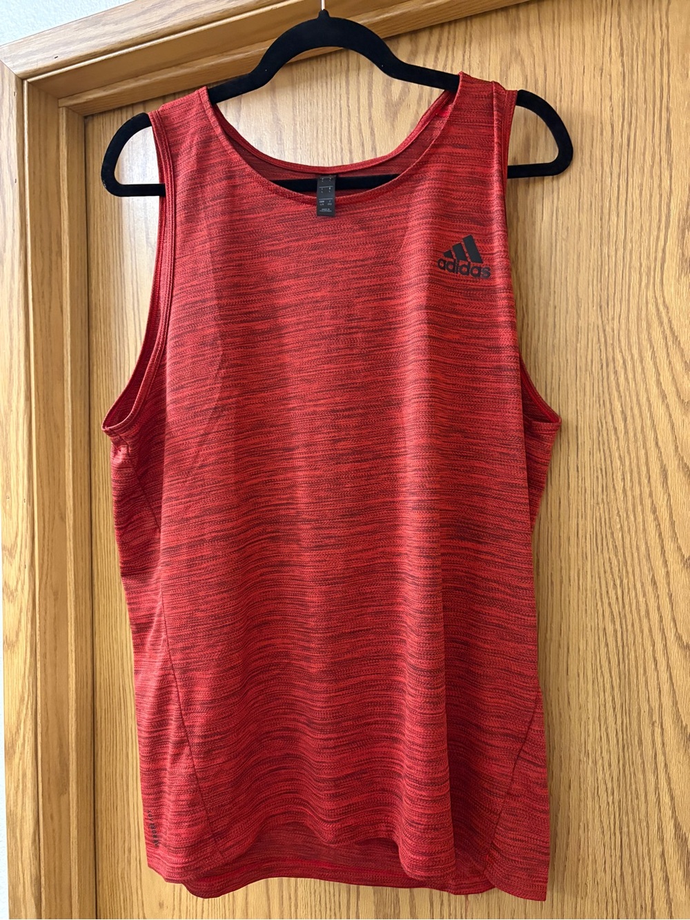 adidas Red Heathered Short-Sleeve Performance Tee